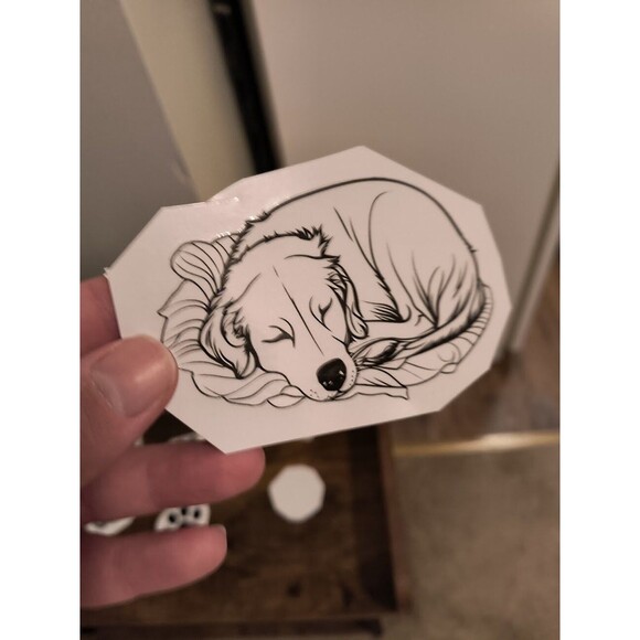Dog Sleeping Sticker Decal Waterproof Paw Prints Puppy (Pack of 3) - Picture 3 of 10